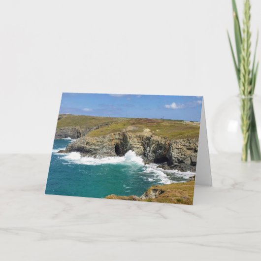 波と崖-ノートカード サンキューカード (正面)