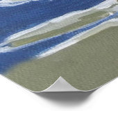 波と帽子のビーチの小さな女の子 ポスター (角)