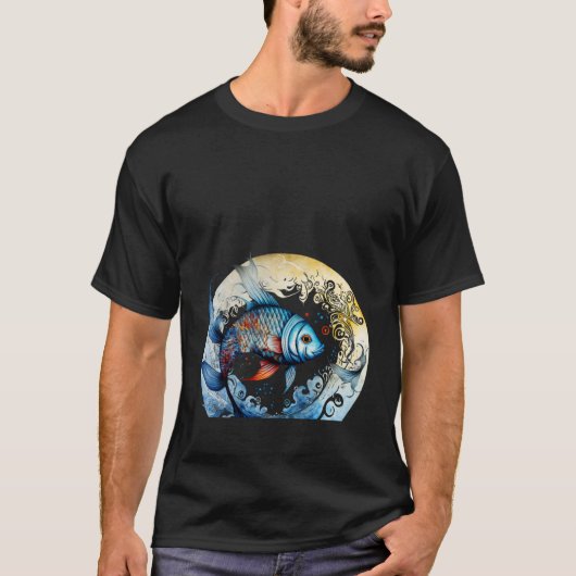 波と水と魚 Tシャツ (正面)