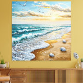 波と海の穏やかな景色 キャンバスプリント (インサイチュ (リビング))