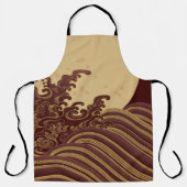波と満月、日本のデザイン エプロン (正面)
