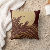 波と満月、日本のデザイン クッション (ブランケット)