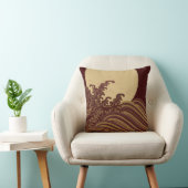 波と満月、日本のデザイン クッション (椅子)