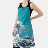 波と素晴らし山富士ヴィンテージ日本の木版 エプロン (インサイチュ)