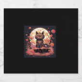 波と素晴らし桜_ハロウィーンブラックキャットアート スパークリングワインラベル (シングルラベル)