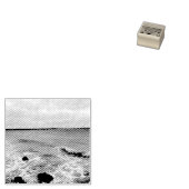 波と魚釣り船が海に乗り ラバースタンプ (押印)