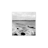 波と魚釣り船が海に乗り ラバースタンプ (インプリント)