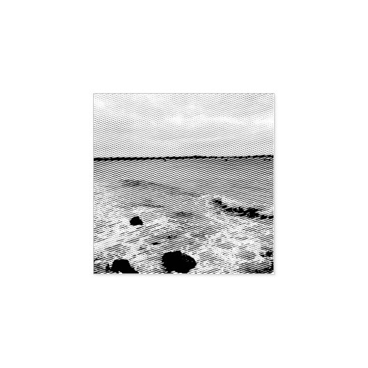 波と魚釣り船が海に乗り ラバースタンプ (インプリント)