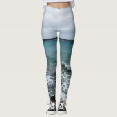 波と魚釣り船が海に乗り レギンス (正面)