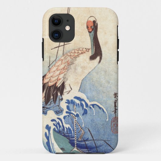 波と鶴、広重クレーンおよび波、Hiroshige、Ukiyo-e Case-Mate iPhoneケース (裏面)
