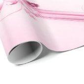 波にピンクの花 ラッピングペーパー (ロールコーナー)