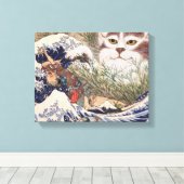 波に乗った超自然素晴らし猫 キャンバスプリント (インサイチュ (ウッドフロア))
