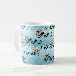 波に乗っているかわいいラッコ コーヒーマグカップ