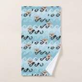 波に乗っているラッコ バスタオルセット (ハンドタオル)