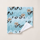 波に乗っているラッコ バスタオルセット (ウォッシュタオル)