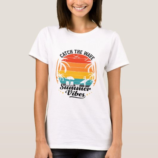 波に乗ってサマーバイブス Tシャツ (正面)