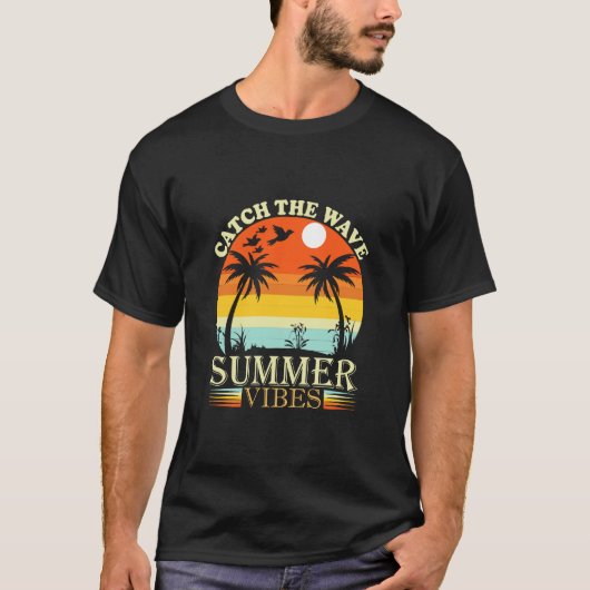波に乗ってサマーバイブス Tシャツ (正面)