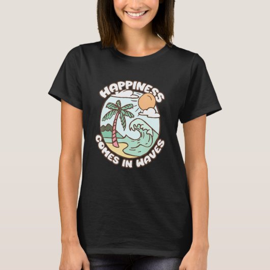 波に乗って波を追いかけるサーフィン Tシャツ (正面)
