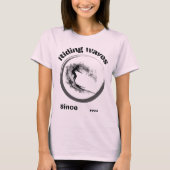 波に乗って…白黒サーファーデザイン Tシャツ (正面)