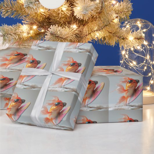 波に乗るクールな金魚 ラッピングペーパー (クリスマス)