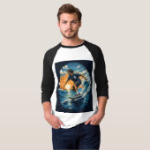 波に乗るサーフィンマン Tシャツ (正面フル)