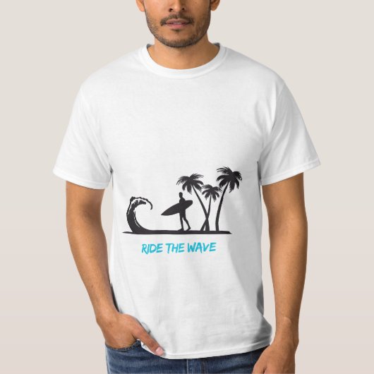 波に乗るサーフデザイン Tシャツ (正面)