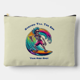 波に乗るスケルトンのサーファー アクセサリーポーチ
