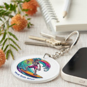 波に乗るスケルトンのサーファー キーホルダー (正面右)