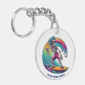 波に乗るスケルトンのサーファー キーホルダー (正面左)