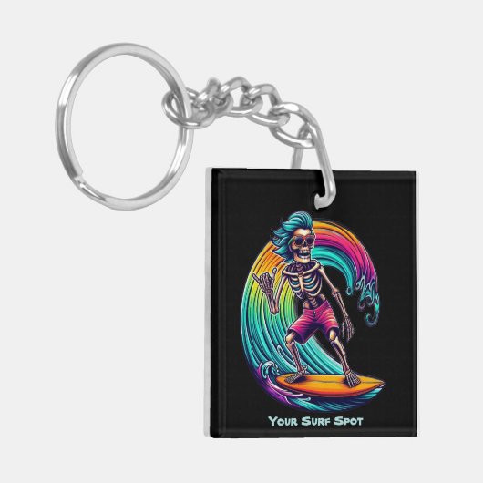 波に乗るスケルトンのサーファー キーホルダー (正面左)