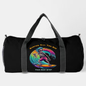 波に乗るスケルトンのサーファー ダッフルバッグ (裏面)