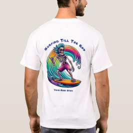 波に乗るスケルトンのサーファー Tシャツ