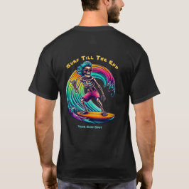 波に乗るスケルトンのサーファー Tシャツ