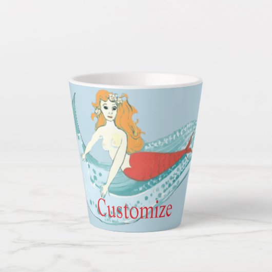 波に乗る人魚サンダー_コーブ カフェラテマグ (正面)