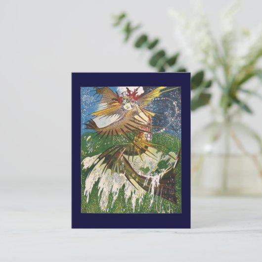 波に乗る人魚 ポストカード (スタンド正面)