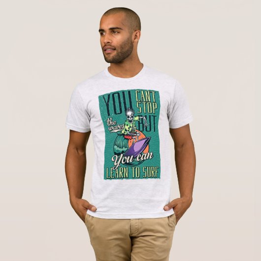 波に乗る – サーフスケルトンレトロT型 Tシャツ (正面フル)