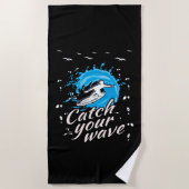 波に乗る ビーチタオル (正面)
