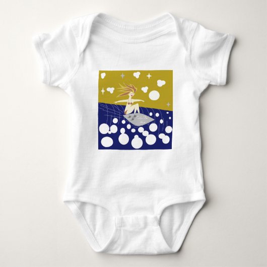 波に乗る ベビーボディスーツ (正面)