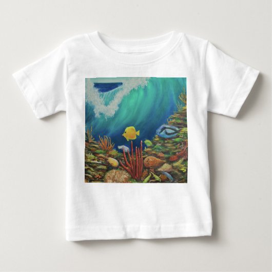 "波に乗る:海Vibesティー" ベビーTシャツ (正面)