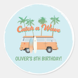 波に乗ろう サーフィンの日 誕生日おめでとう ラウンドシール