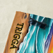 波に名前、ロットワイラー走犬のを追加 ビーチタオル (インサイチュ)