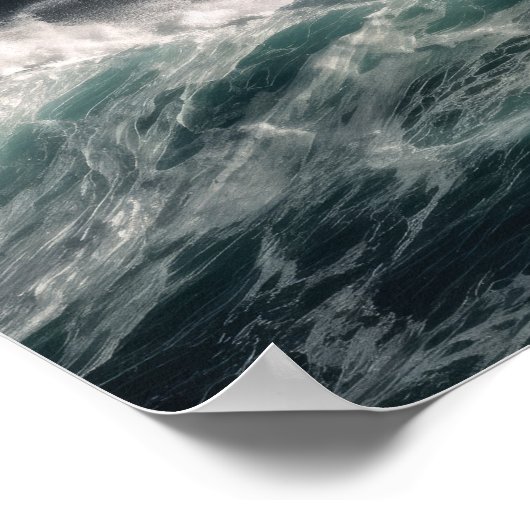 波に囲まれた灯台 ポスター (角)