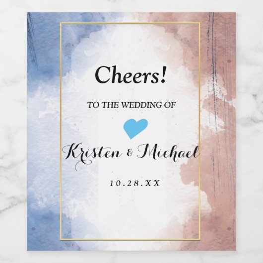 波に染まる繊細な水色 ワインラベル (シングルラベル)