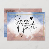 波に触れる繊細な水彩日付を保存 案内ポストカード (正面/裏面)