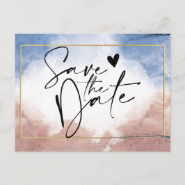 波に触れる繊細な水彩日付を保存 案内ポストカード