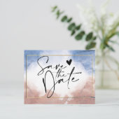 波に触れる繊細な水彩日付を保存 案内ポストカード (スタンド正面)