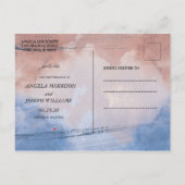 波に触れる繊細な水彩日付を保存 案内ポストカード (裏面)