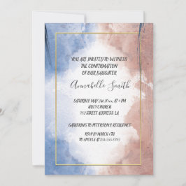 波に触れる繊細な水彩確認 招待状