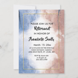 波に触れる繊細な水彩退職 招待状