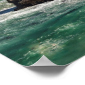 波のある海岸風光明媚 ポスター (角)